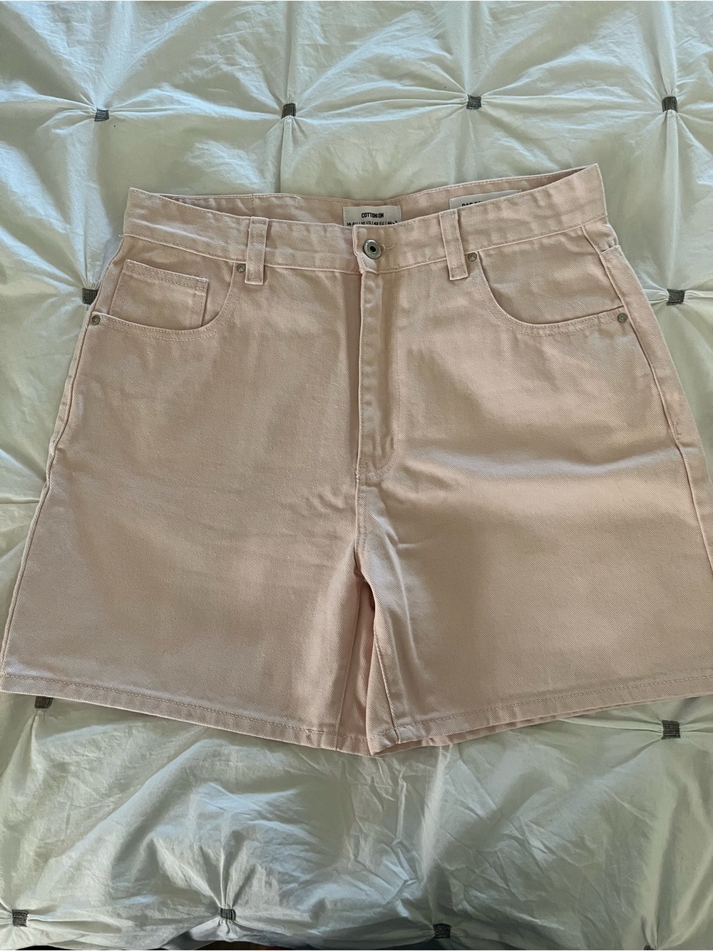 Cotton On dad jean shorts soft pink size 10